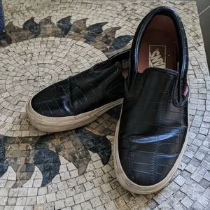 Black leather slip on vans